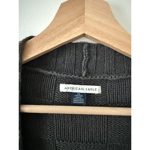 American Eagle Checkered Print Oversized Open Front Cardigan Gray Cozy LoungeXXL - Picture 7 of 11